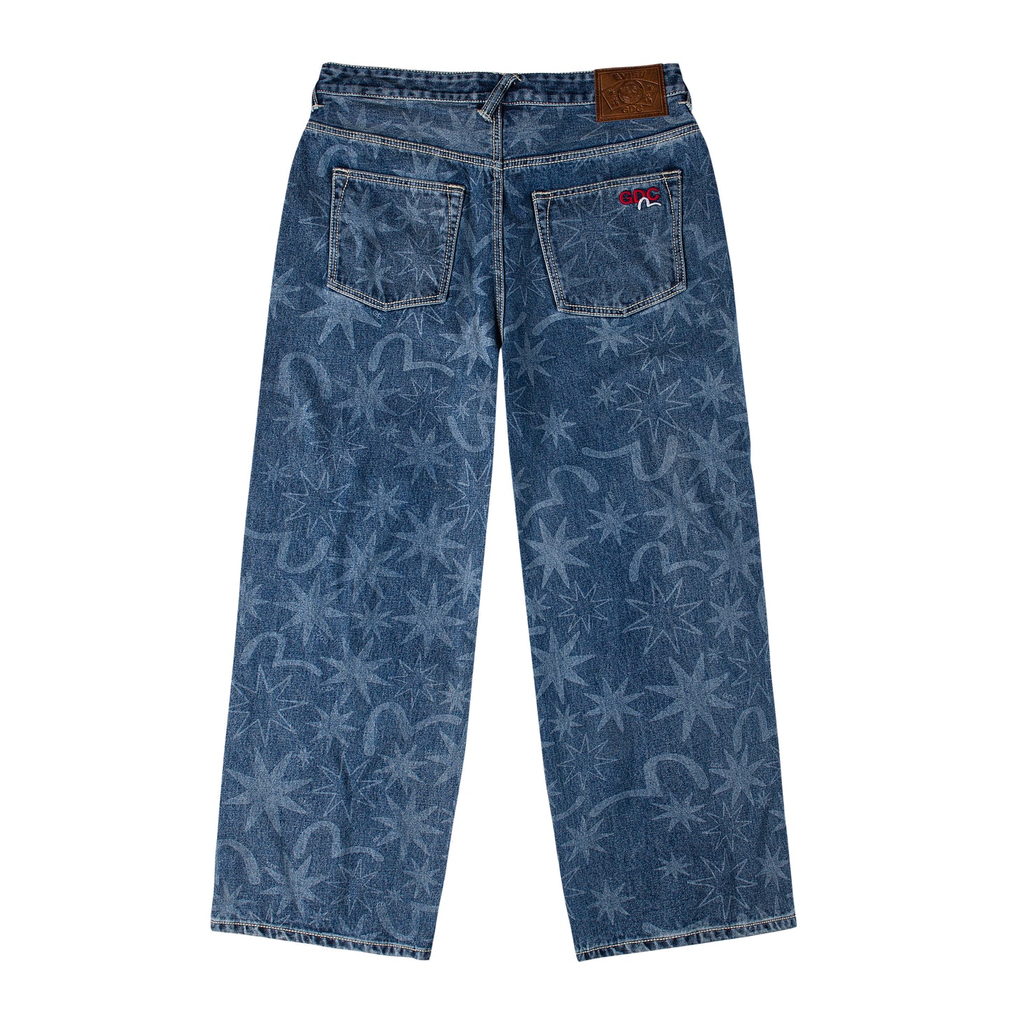 EVISU X GDC WASHED 5P AOP RELAX FIT JEANS
