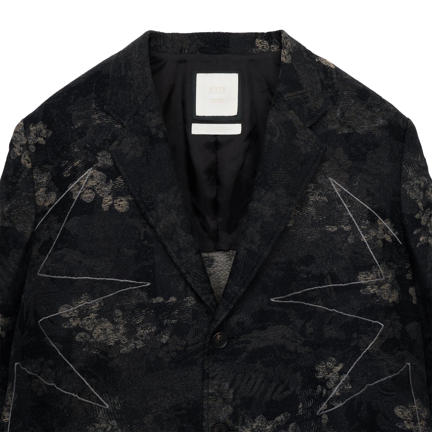 【S’YTE × GDC】FADED FLORAL JACQUARD OCTAGON STAR EMBROIDERY LONG JACKET