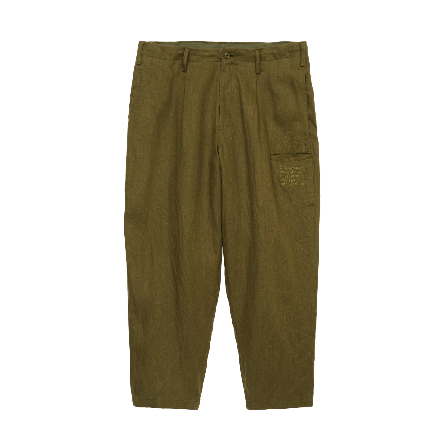 【S’YTE × GDC】VINTAGE LINEN CHINO CLOTH OCTAGON STAR EMBROIDERY WAIST-STRING PANTS