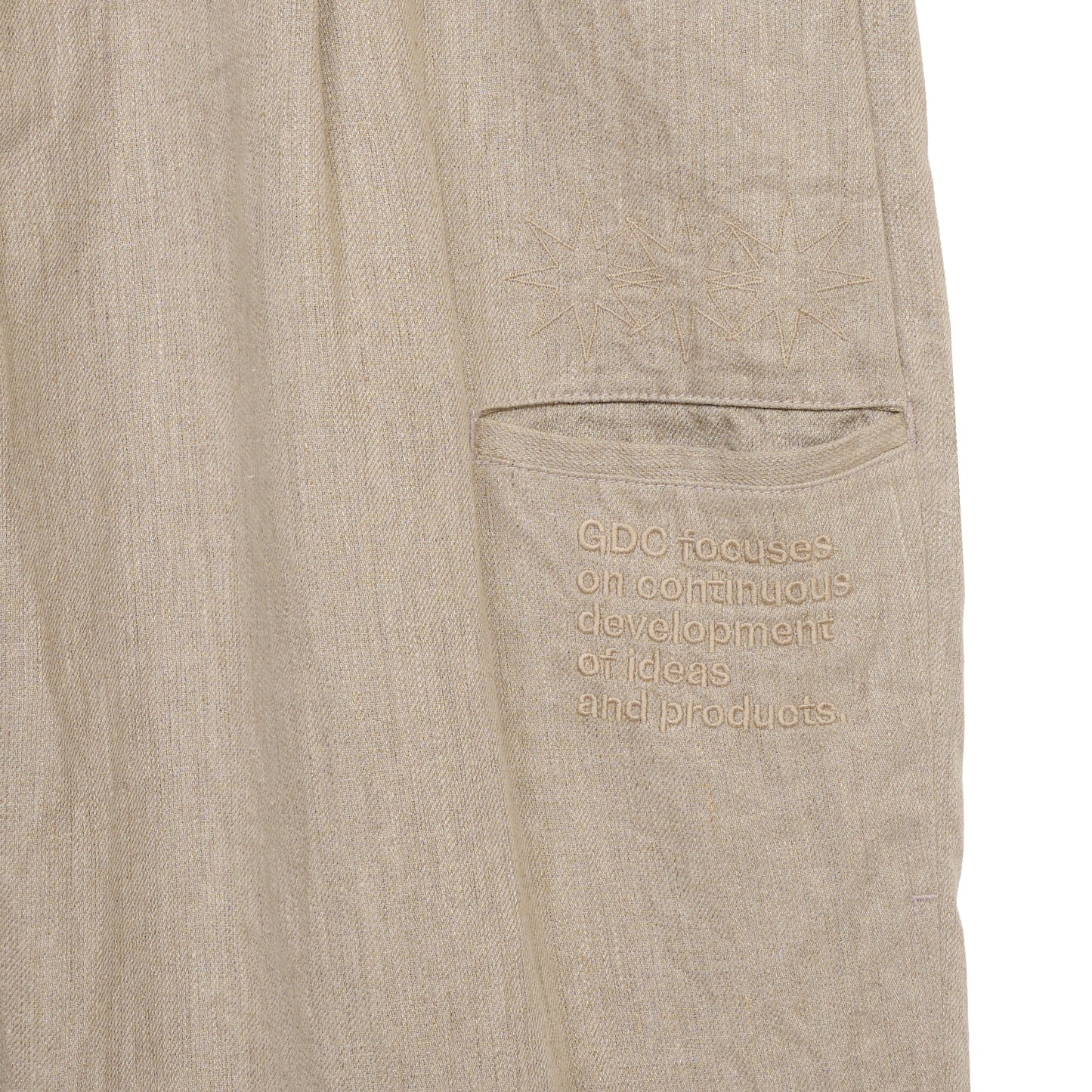 【S’YTE × GDC】VINTAGE LINEN CHINO CLOTH OCTAGON STAR EMBROIDERY WAIST-STRING PANTS