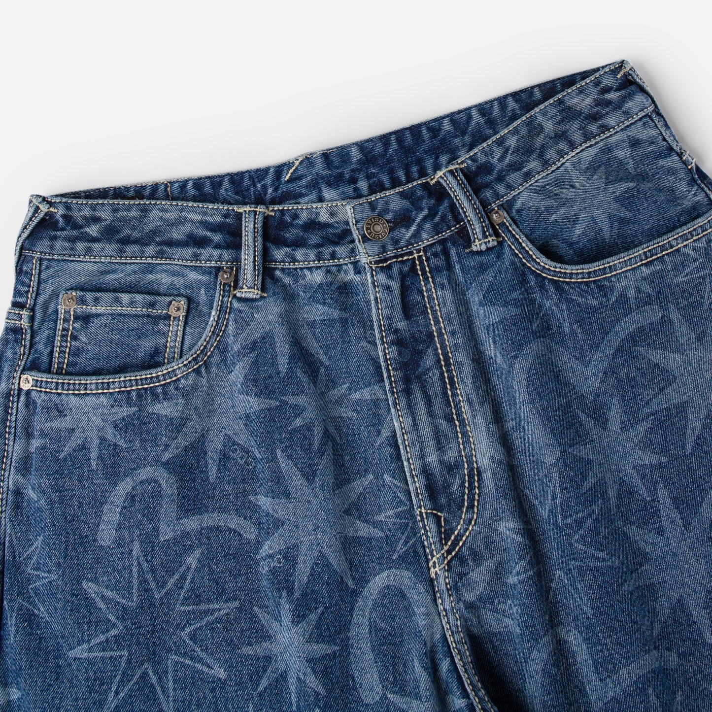 EVISU X GDC WASHED 5P AOP RELAX FIT JEANS