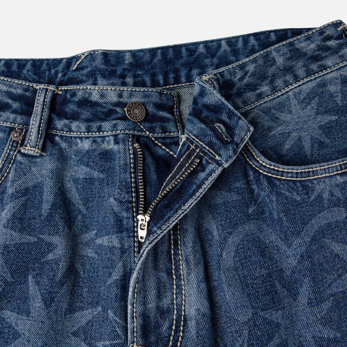 EVISU X GDC WASHED 5P AOP RELAX FIT JEANS