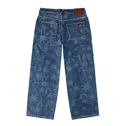 EVISU X GDC WASHED 5P AOP RELAX FIT JEANS