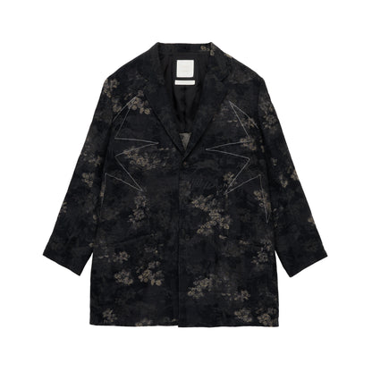 【S’YTE × GDC】FADED FLORAL JACQUARD OCTAGON STAR EMBROIDERY LONG JACKET