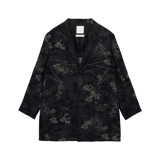 【S’YTE × GDC】FADED FLORAL JACQUARD OCTAGON STAR EMBROIDERY LONG JACKET