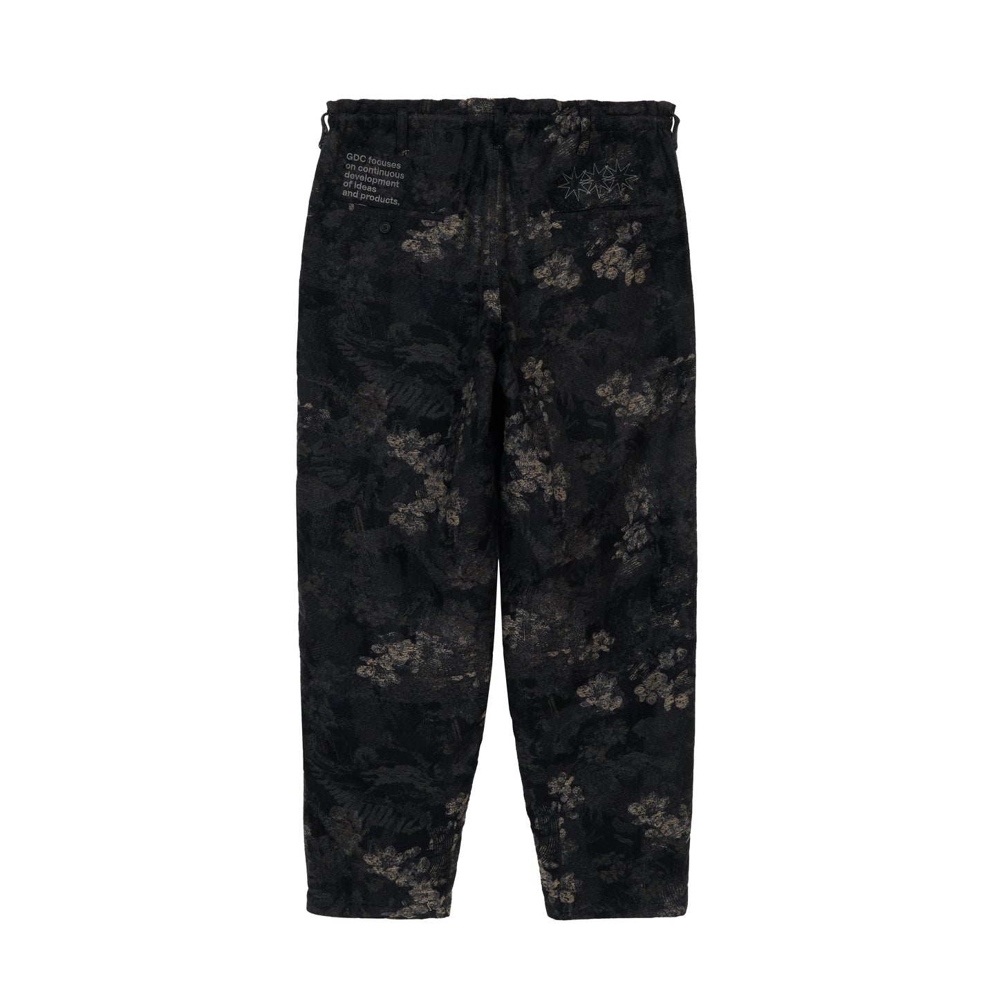 【S’YTE × GDC】FADED FLORAL JACQUARD OCTAGON STAR EMBROIDERY WAIST-STRING PANTS"