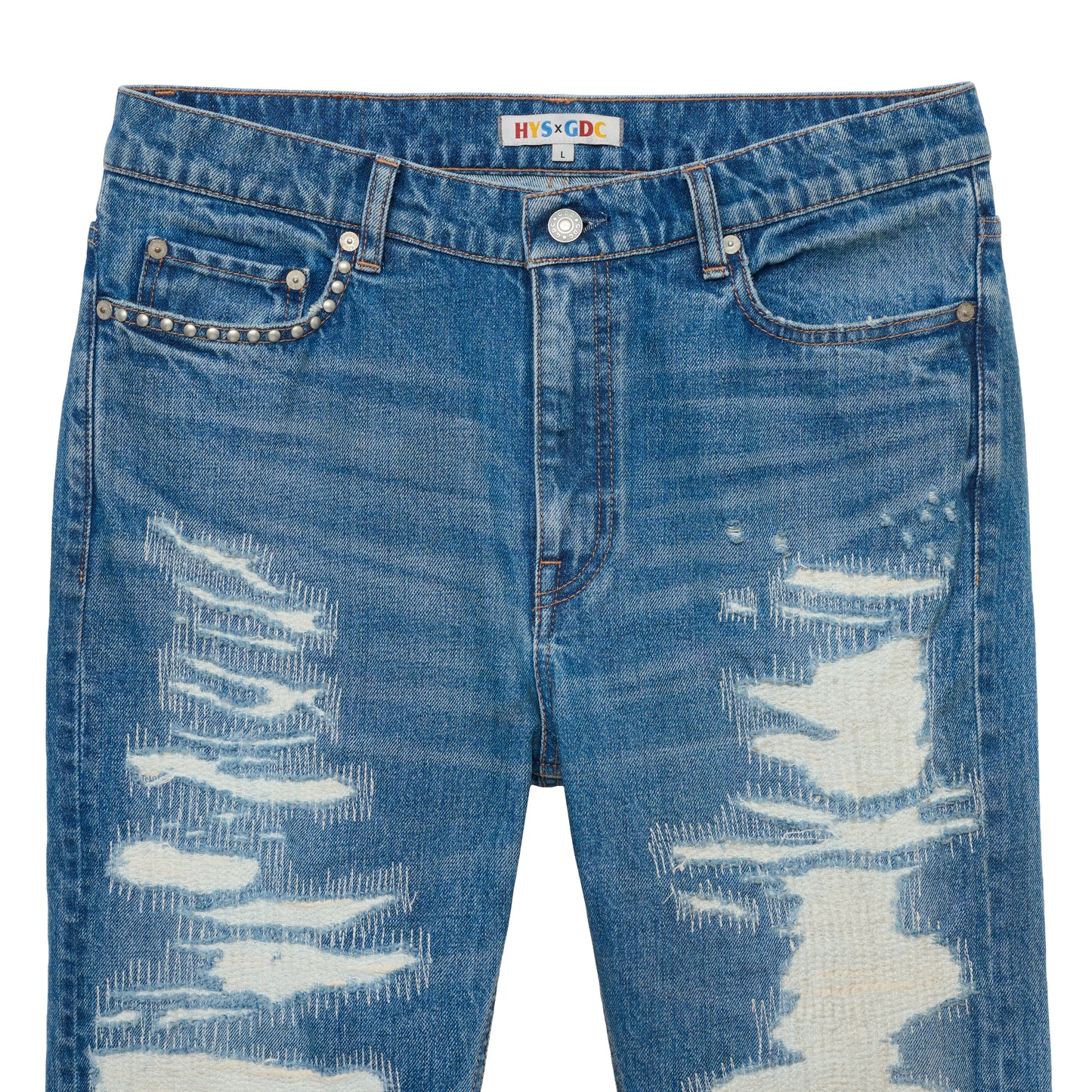【HYSTERIC GLAMOUR X GDC collabo】Crash & Repair denim
