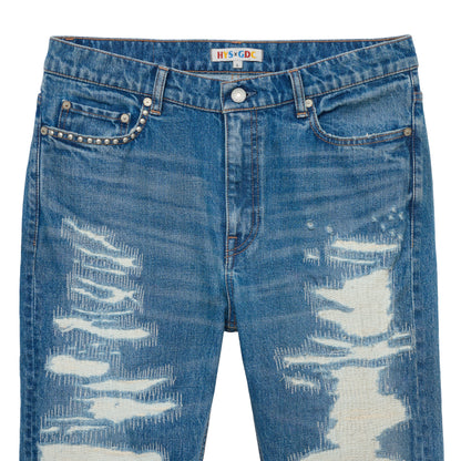 【HYSTERIC GLAMOUR X GDC collabo】Crash & Repair denim