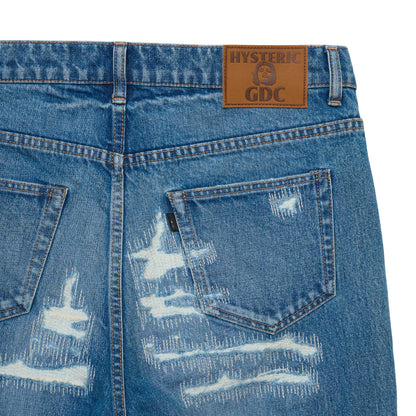 【HYSTERIC GLAMOUR X GDC collabo】Crash & Repair denim