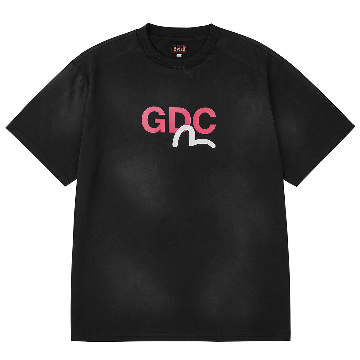 EVISU x GDC Dirty Washed Logo Tee 黒　コラボT EVISU X GDC DIRTY WASHED LOGO TEE