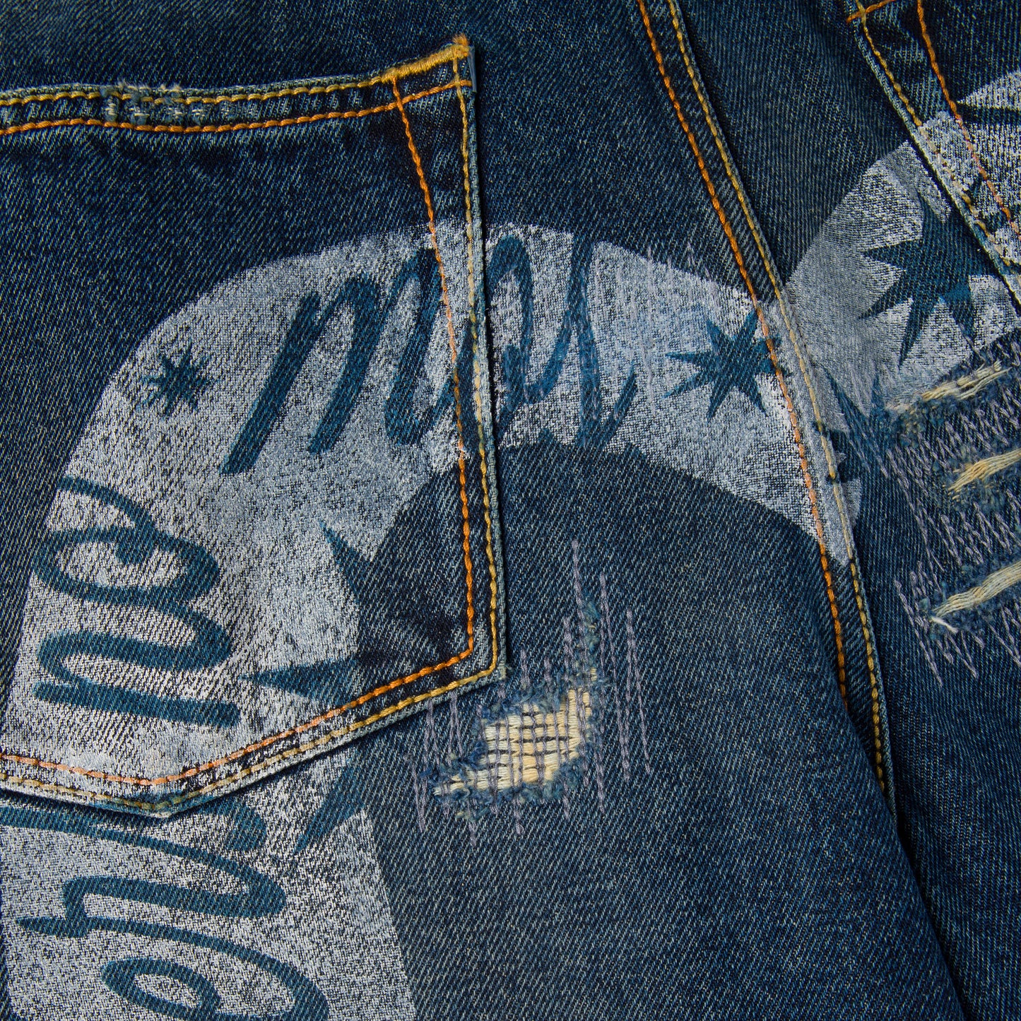 EVISU X GDC WASHED 5P RELAX FIT JEANS
