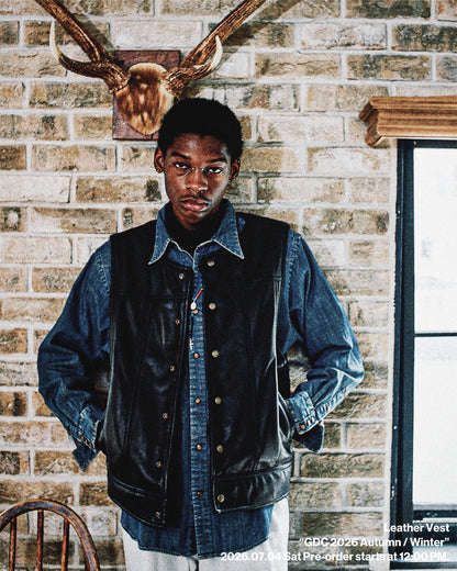 Leather Sherpa Vest(発送予定：2026年12月上旬~)