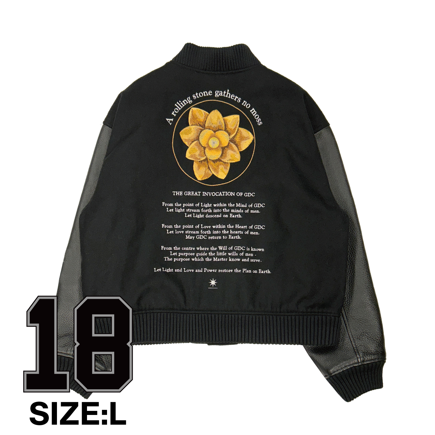 【タツヤ】GDC スタジャン L 黒 ウール100% 身幅広め アーカイブ NUMBERED stadium jumper – GDC